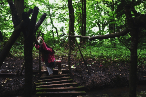 A woman after a slip and fall