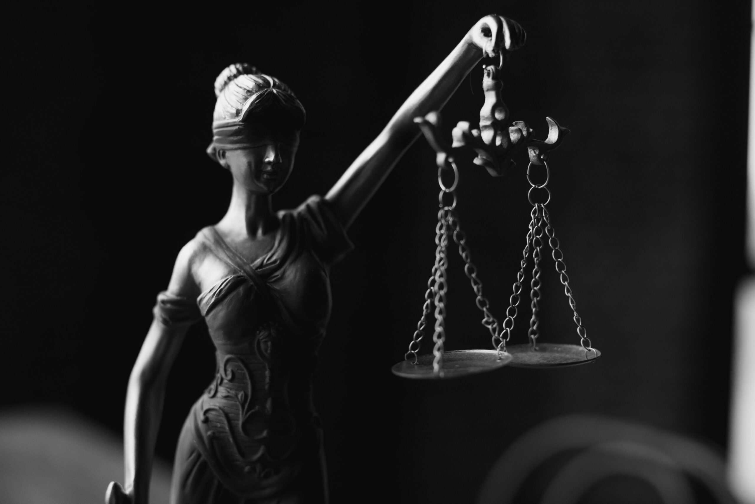 A figurine of Lady Justice.