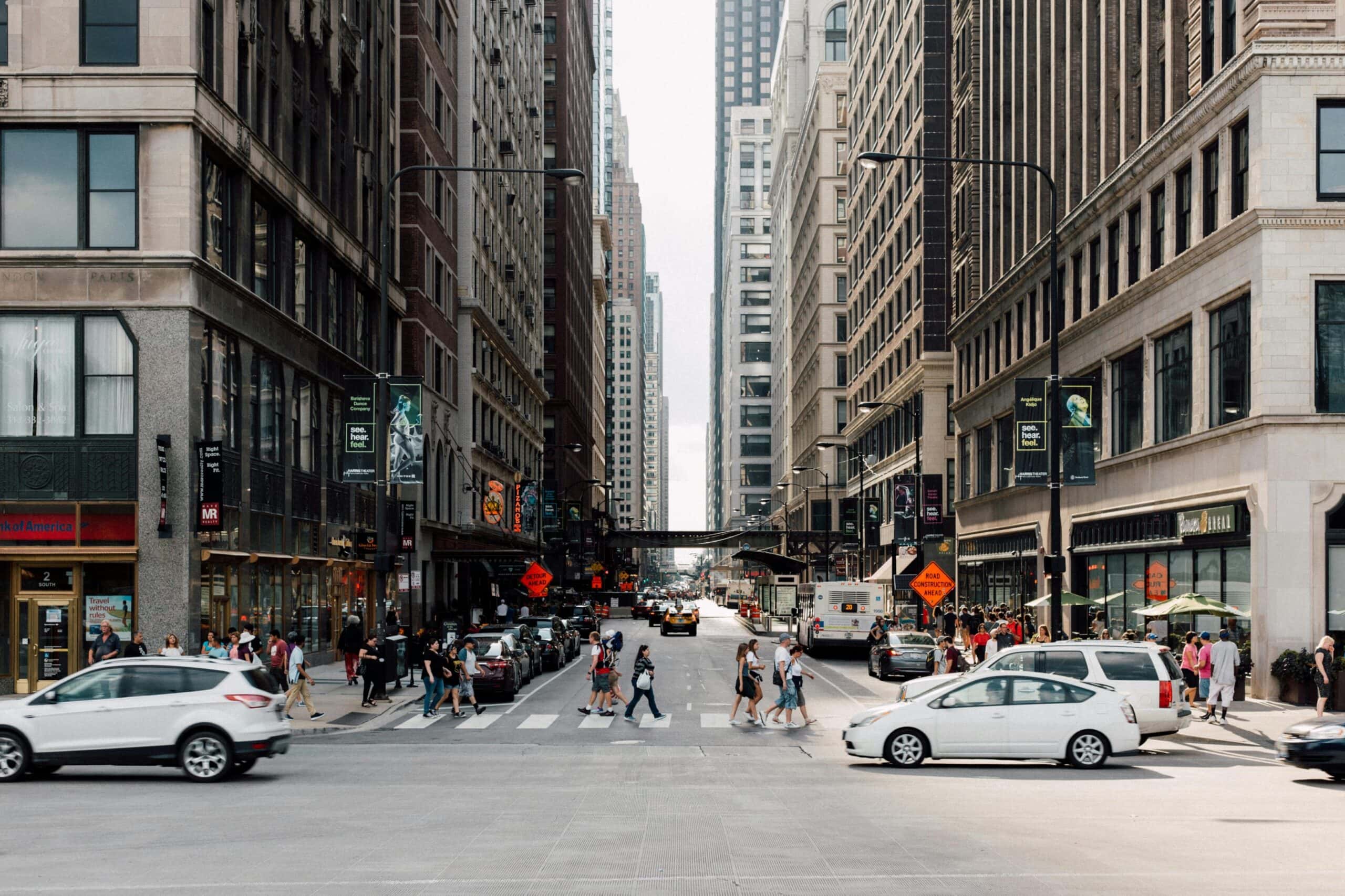 A busy street. 