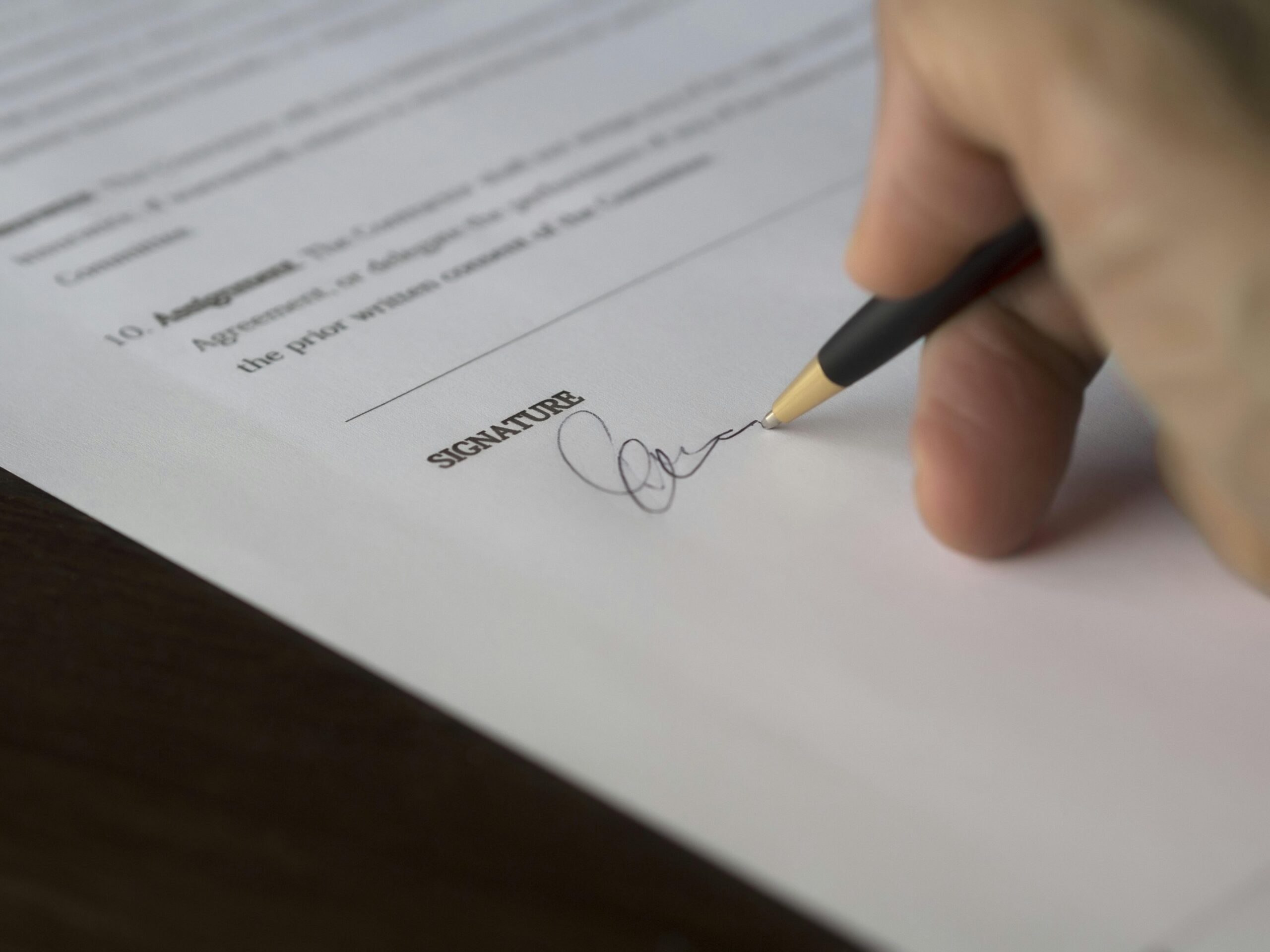 A contract being signed