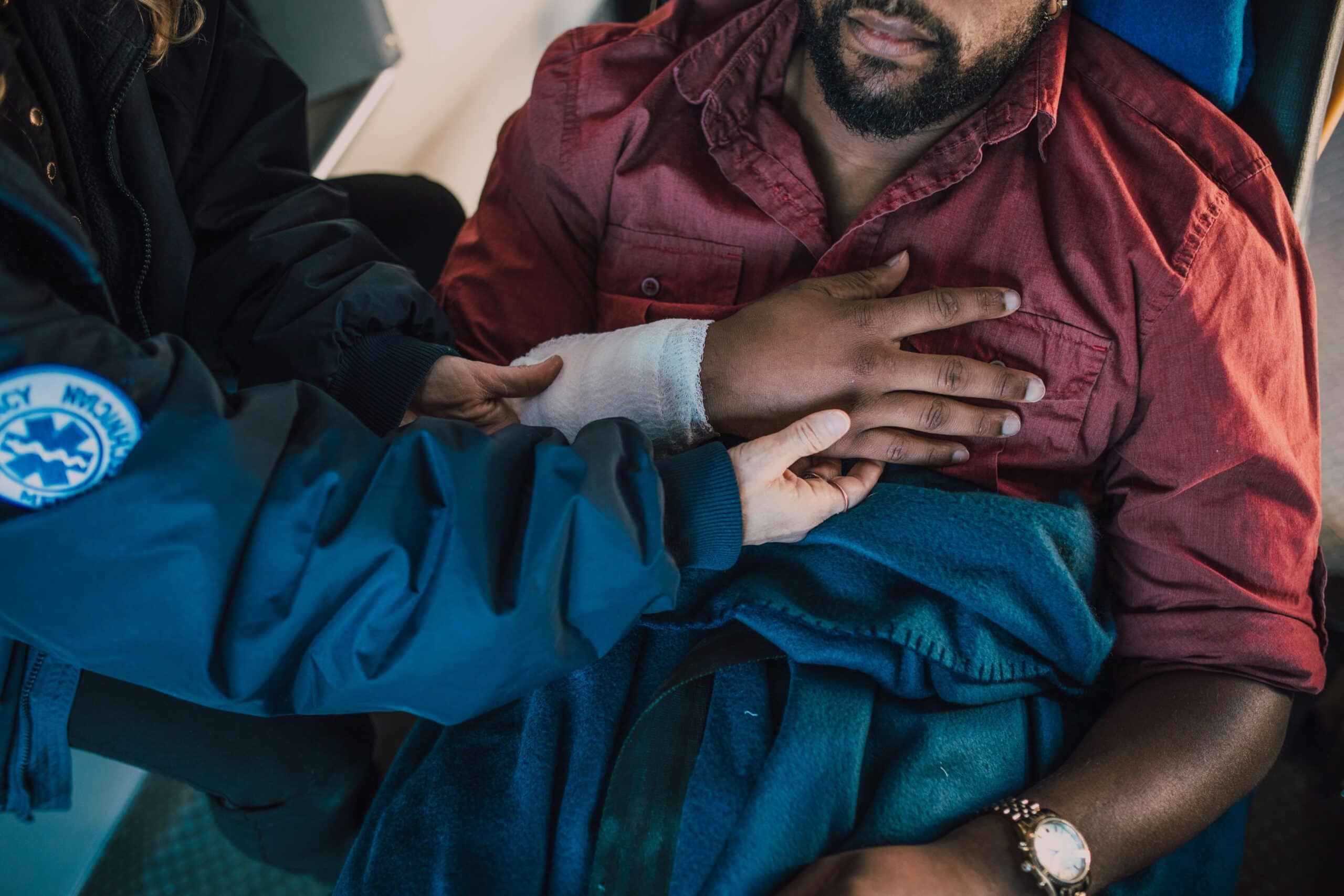An individual in an ambulance