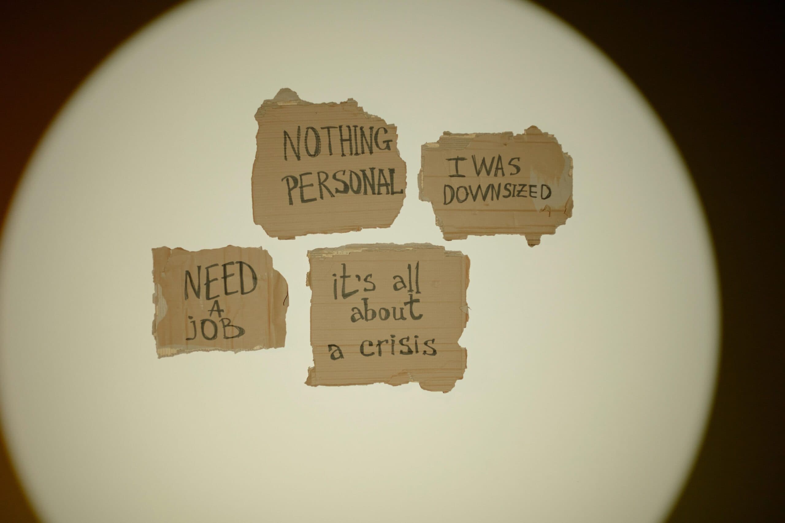 Sticky notes under a spotlight.