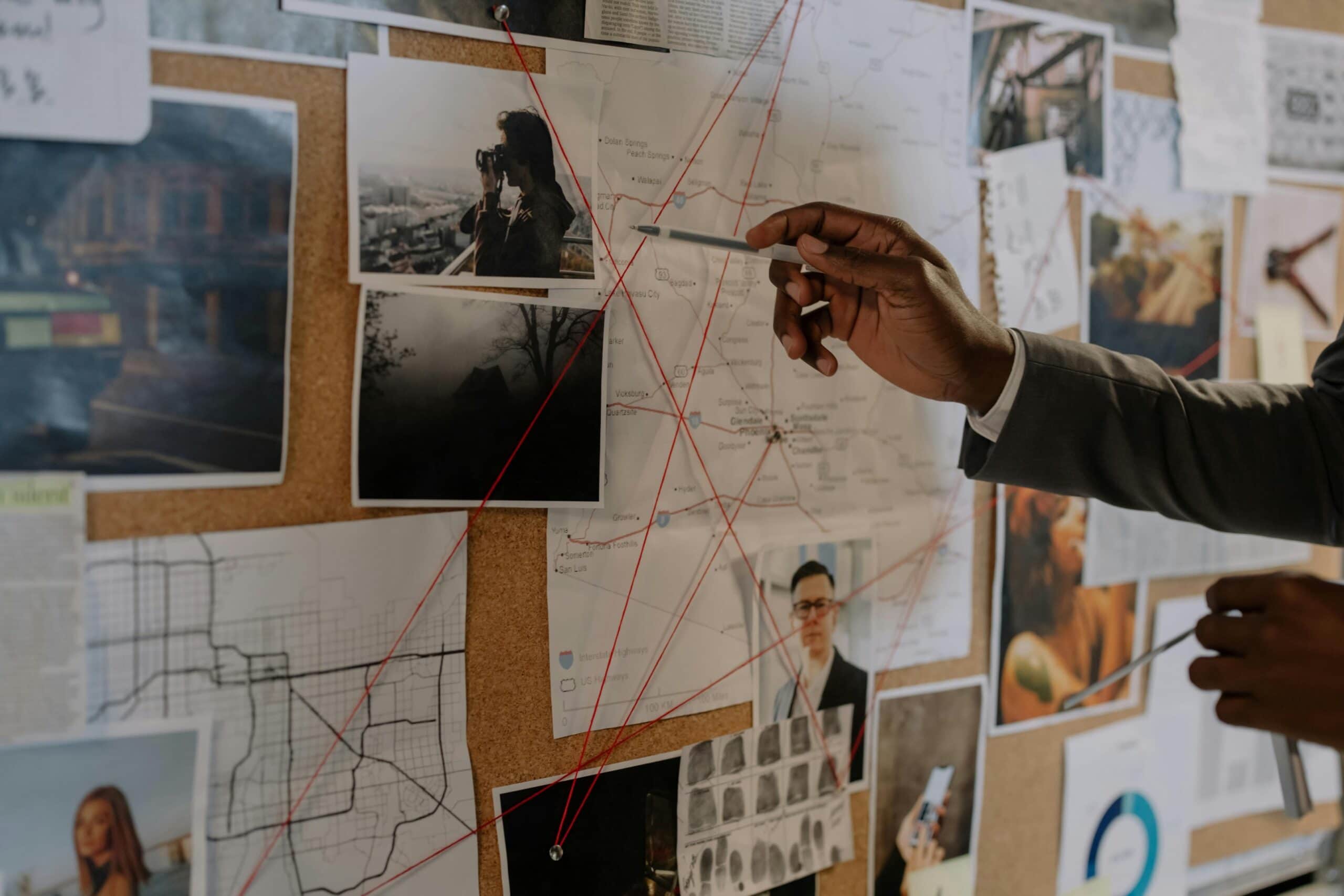 Mind mapping evidence and connecting the dots.